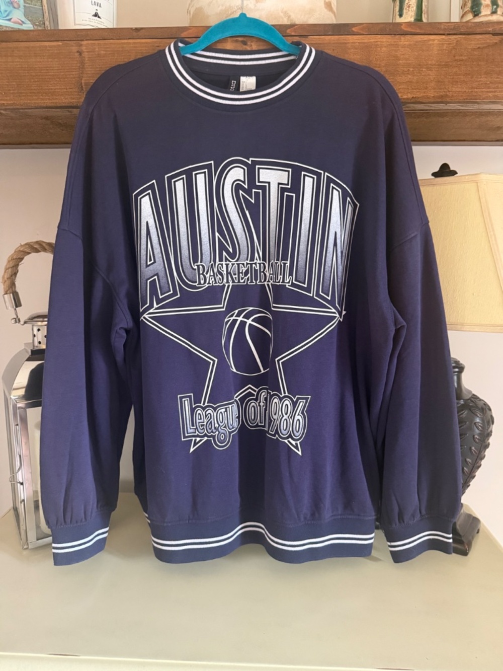 H&M Oversized Navy Blue Basketball Sweatshirt